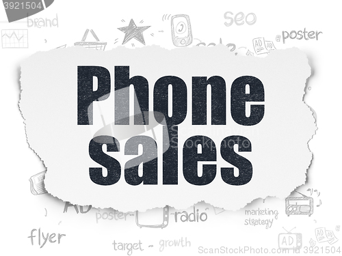 Image of Marketing concept: Phone Sales on Torn Paper background
