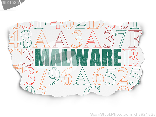 Image of Security concept: Malware on Torn Paper background