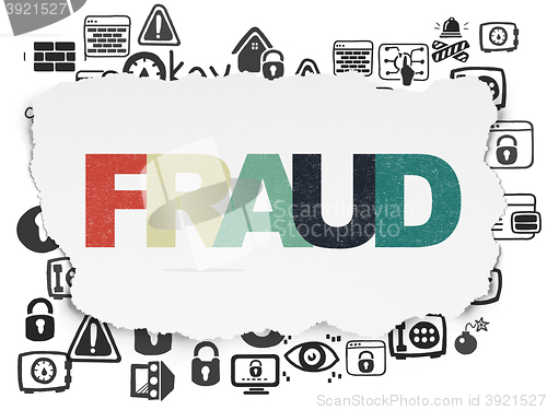 Image of Privacy concept: Fraud on Torn Paper background