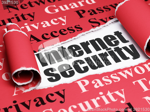 Image of Safety concept: black text Internet Security under the piece of  torn paper