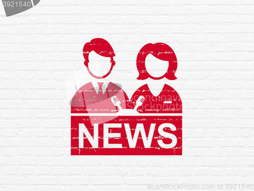 Image of News concept: Anchorman on wall background