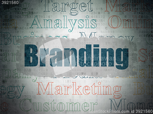 Image of Advertising concept: Branding on Digital Data Paper background