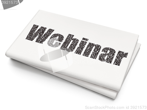 Image of Education concept: Webinar on Blank Newspaper background