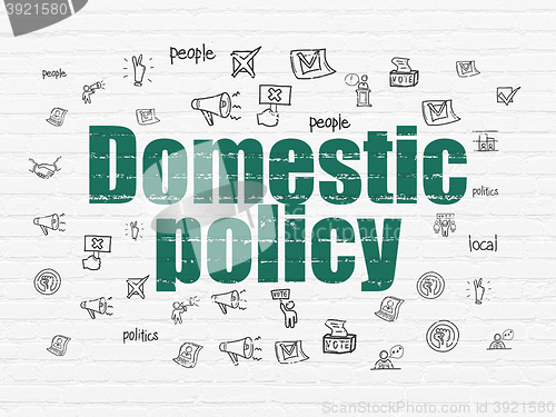 Image of Politics concept: Domestic Policy on wall background