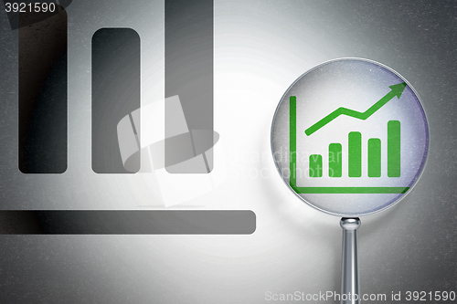 Image of News concept:  Growth Graph with optical glass on digital background