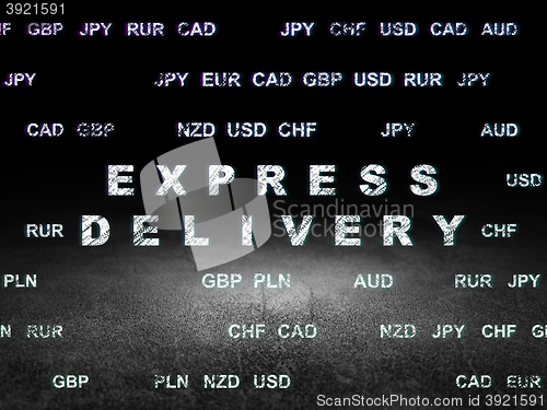Image of Finance concept: Express Delivery in grunge dark room