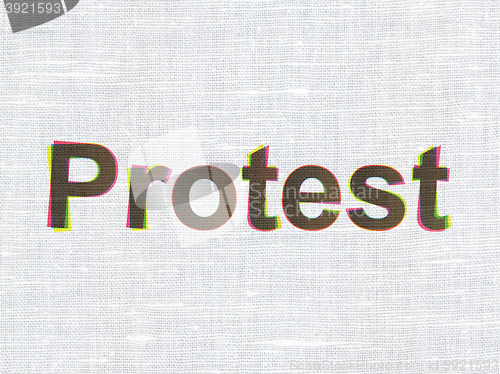 Image of Political concept: Protest on fabric texture background