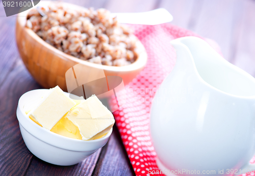 Image of buckwheat with milk and butter