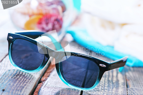 Image of sun glasses and flip flops 