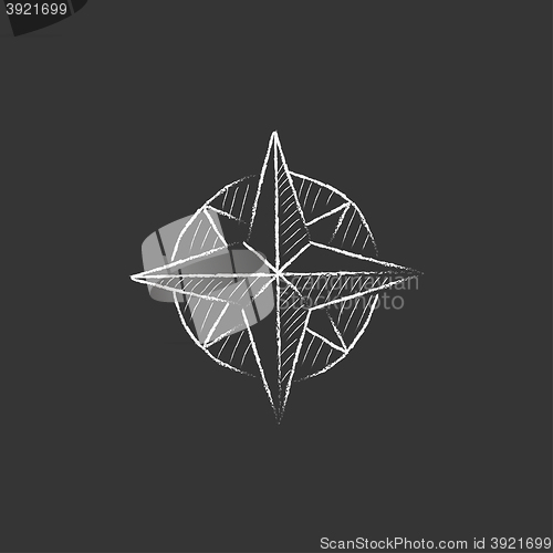 Image of Compass wind rose. Drawn in chalk icon.
