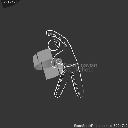 Image of Man making exercises. Drawn in chalk icon.