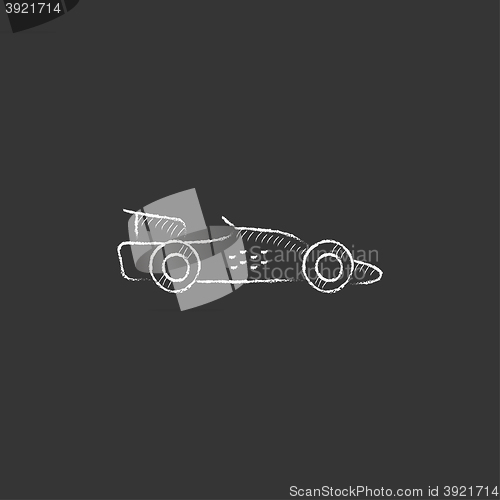 Image of Race car. Drawn in chalk icon.