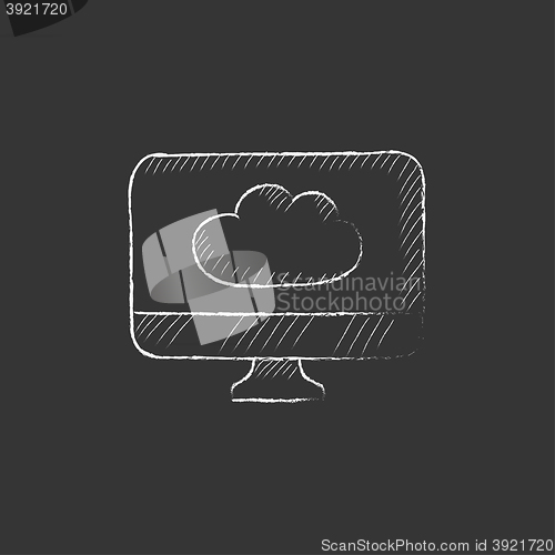 Image of Cloud computing. Drawn in chalk icon.