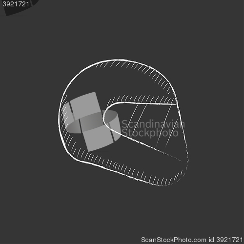 Image of Motorcycle helmet. Drawn in chalk icon.