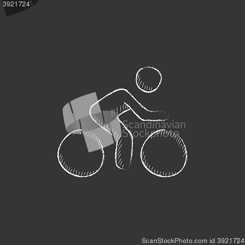 Image of Man riding  bike. Drawn in chalk icon.