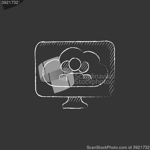 Image of Cloud computing. Drawn in chalk icon.