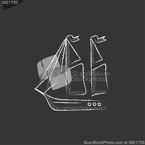 Image of Sailboat. Drawn in chalk icon.