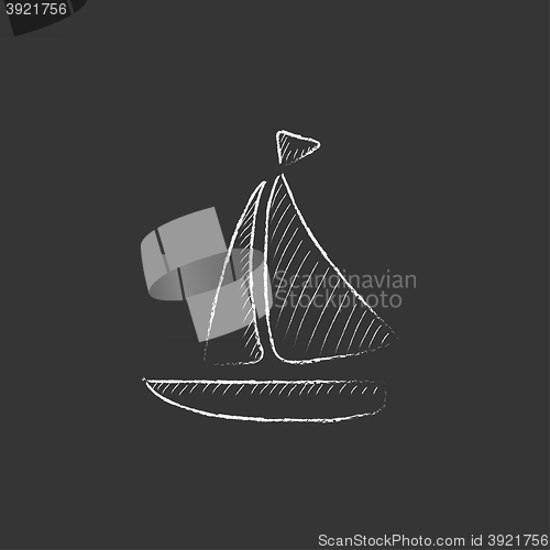 Image of Sailboat. Drawn in chalk icon.