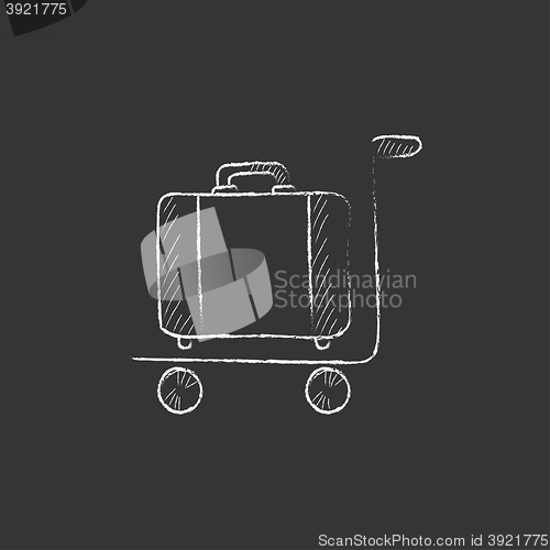 Image of Luggage on trolley. Drawn in chalk icon.