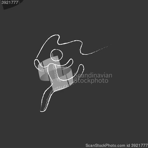 Image of Gymnast with tape. Drawn in chalk icon.
