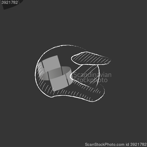 Image of Motorcycle helmet. Drawn in chalk icon.