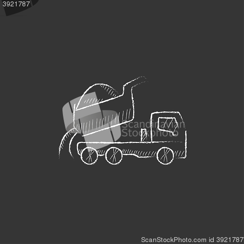 Image of Dump truck. Drawn in chalk icon.