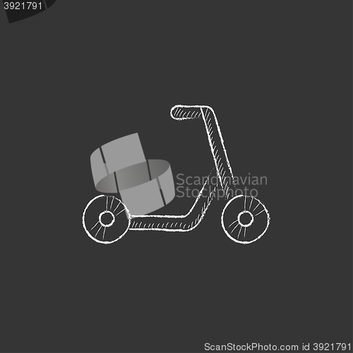 Image of Kick scooter. Drawn in chalk icon.