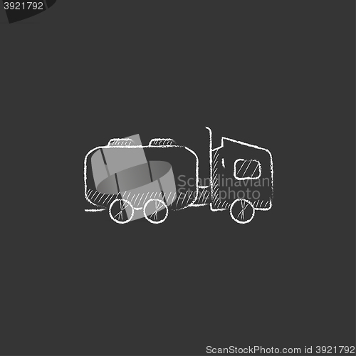 Image of Truck liquid cargo. Drawn in chalk icon.