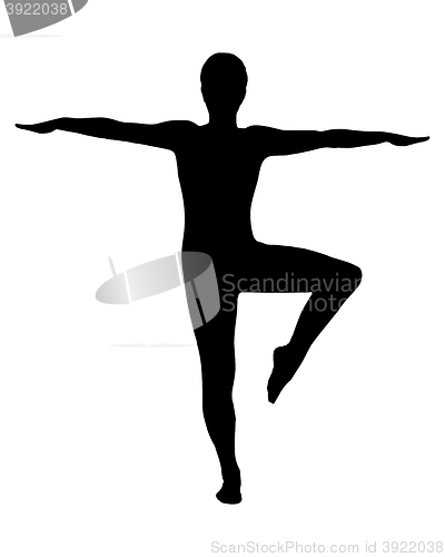 Image of Silhouette of woman doing yoga