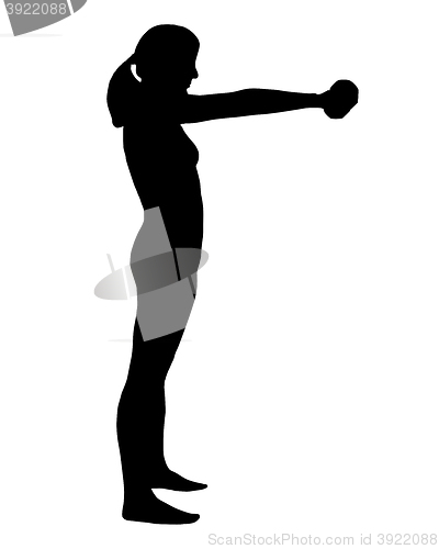 Image of Silhouette of woman doing exercises