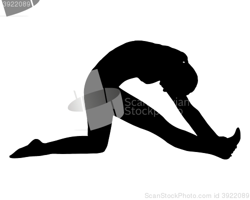 Image of Silhouette of woman doing yoga