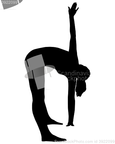 Image of Silhouette of woman doing yoga