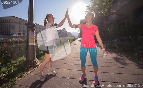 Image of congratulate and happy to finish morning workout