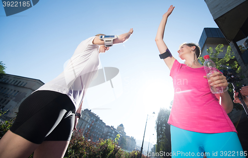 Image of congratulate and happy to finish morning workout