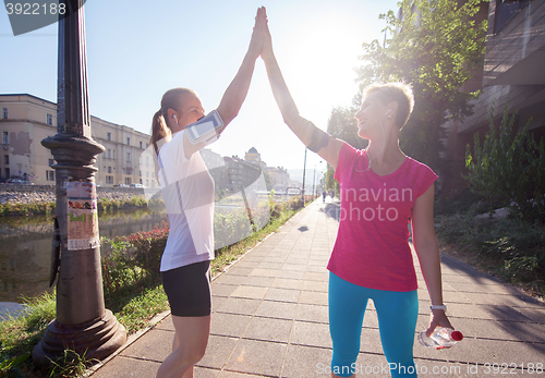 Image of congratulate and happy to finish morning workout