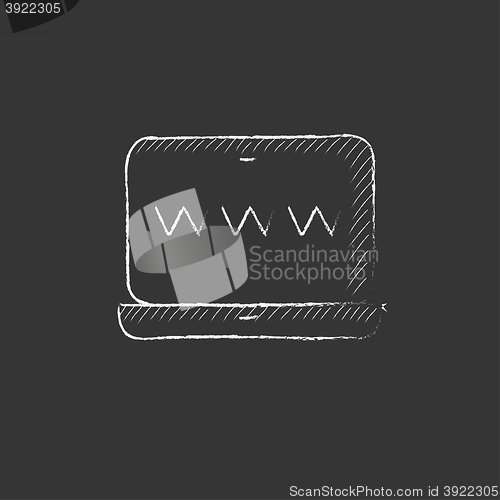 Image of Website on laptop screen. Drawn in chalk icon.