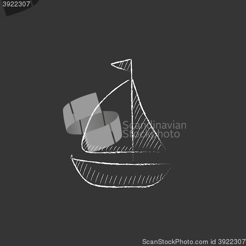 Image of Sailboat. Drawn in chalk icon.