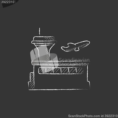 Image of Plane taking off. Drawn in chalk icon.