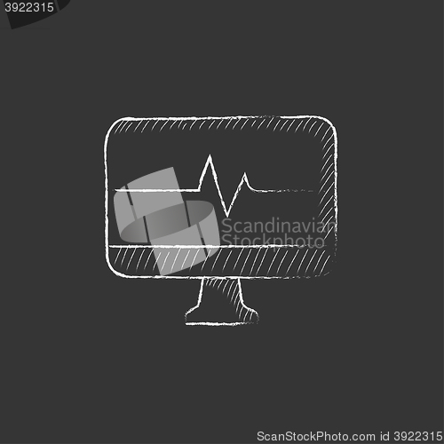 Image of Heart beat monitor. Drawn in chalk icon.