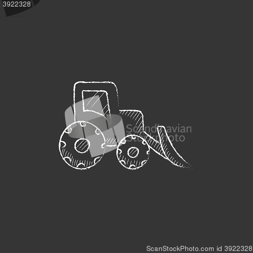 Image of Bulldozer. Drawn in chalk icon.