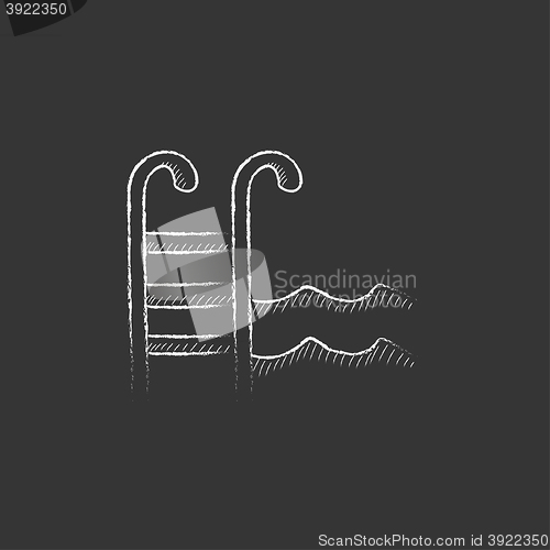 Image of Swimming pool with ladder. Drawn in chalk icon.