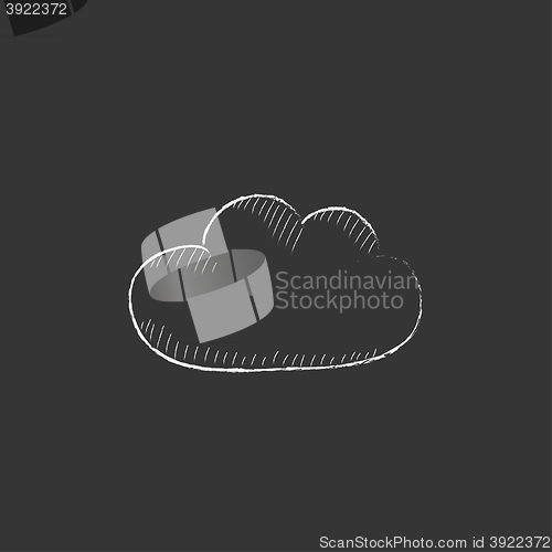 Image of Cloud computing. Drawn in chalk icon.