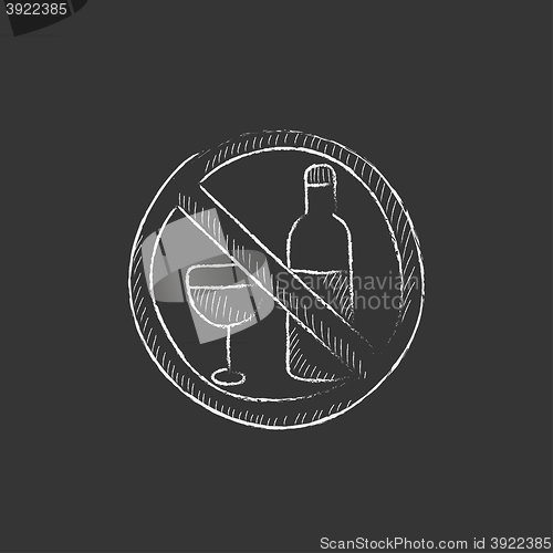 Image of No alcohol sign. Drawn in chalk icon.
