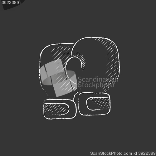 Image of Boxing gloves. Drawn in chalk icon.