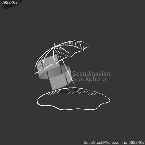 Image of Beach umbrella. Drawn in chalk icon.