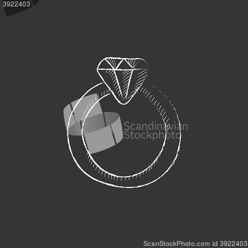 Image of Diamond ring. Drawn in chalk icon.