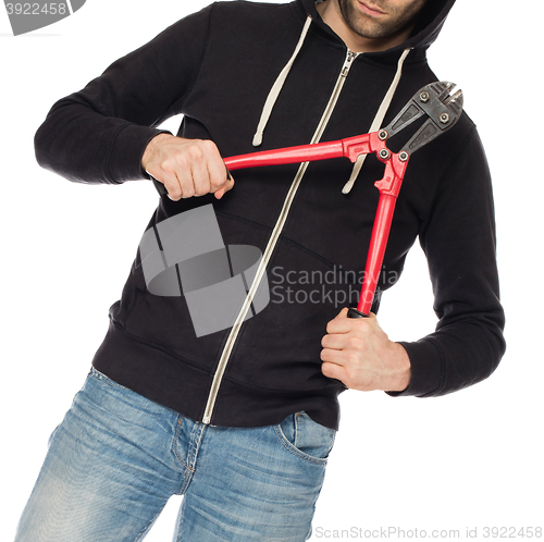 Image of Robber with red bolt cutters