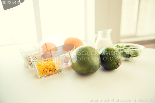 Image of close up of food ingredients on table