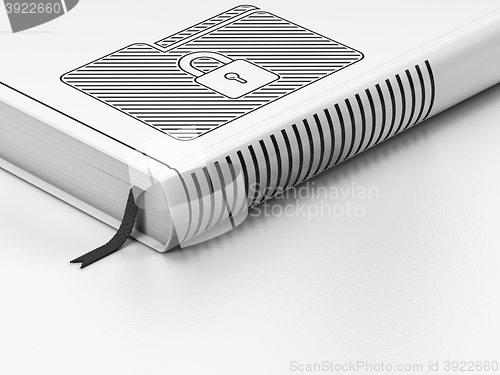 Image of Finance concept: closed book, Folder With Lock on white background