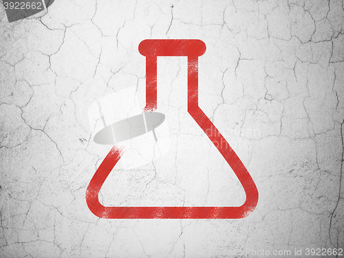 Image of Science concept: Flask on wall background